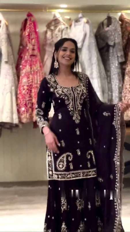 WW 1239 GEORGETTE HEAVY EMBROIDERY DESIGNER SHARARA SUIT