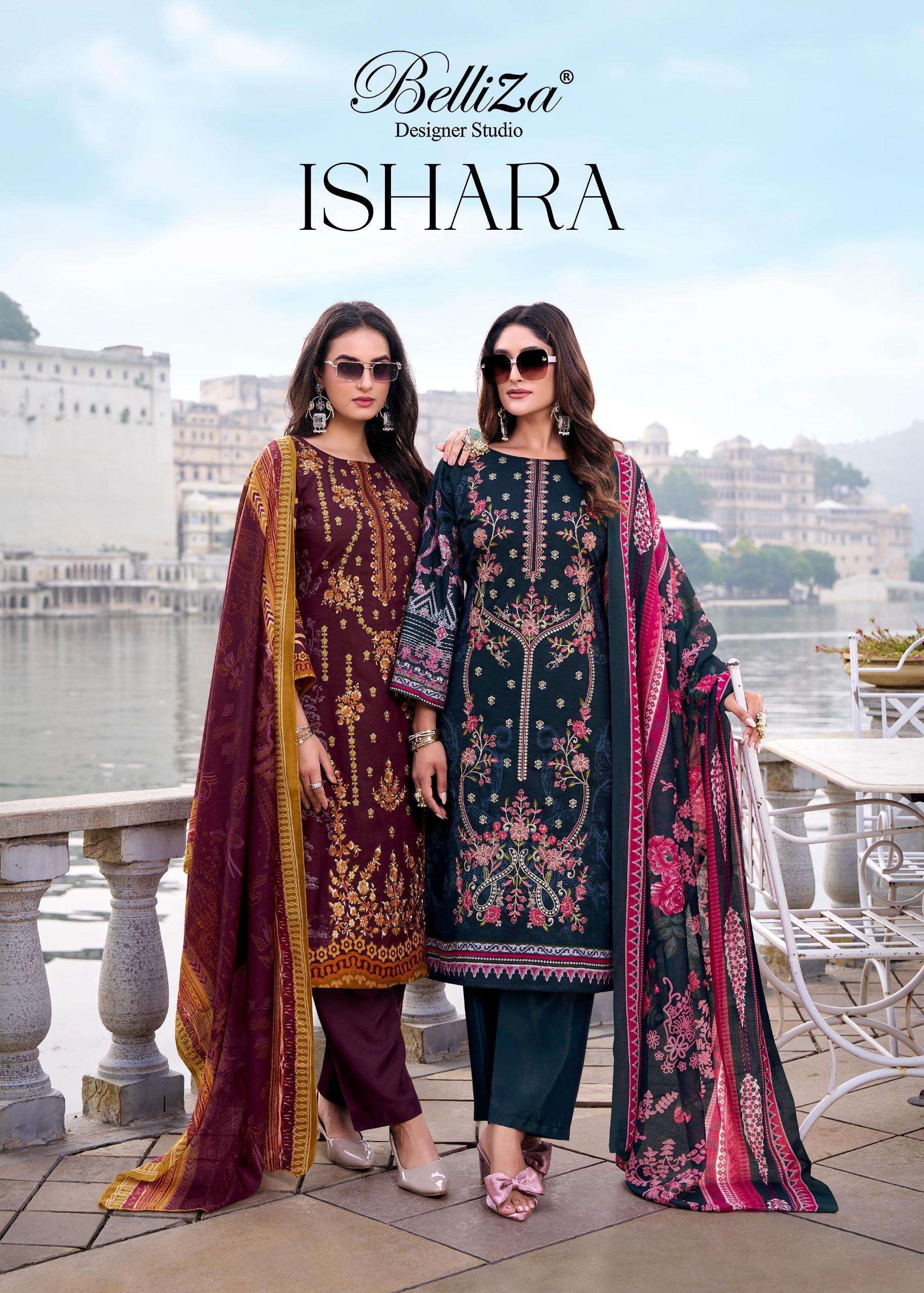 BELLIZA DESIGNER STUDIO ISHARA COTTON DIGITAL PRINTS WITH FANCY WORK SUIT