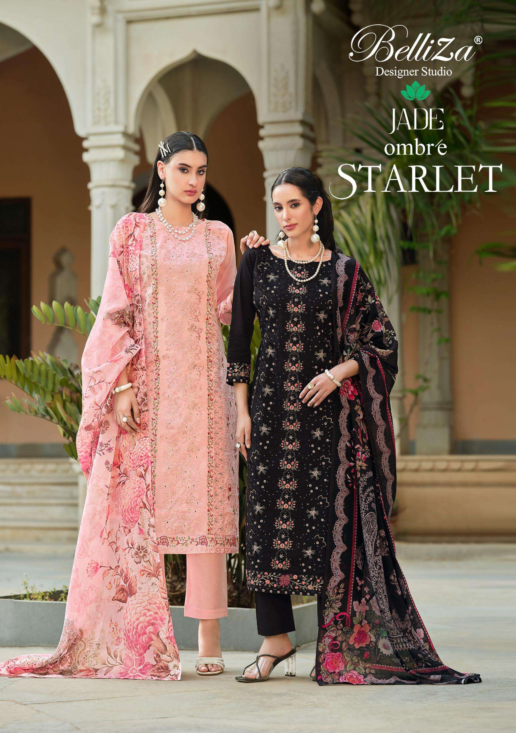 BELLIZA DESIGNER STUDIO JADE OMBRE STARLET LAWN COTTON DESIGNER WORK SUIT