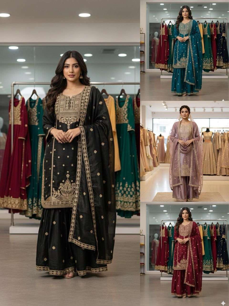 LG 2056 EMBROIDERY DESIGNER WORK PARTY WEAR LADIES SHARARA SUIT