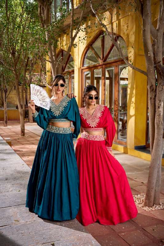 NNK RIWAAZ SILK DESIGNER PARTY WEAR LADIES CO-ORD SET TOP WITH LEHENGA 