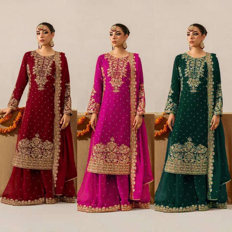 RTC 5969 SILK WITH HEAVY EMBROIDERY DESIGNER FESTIVE WEAR SHARARA SUIT
