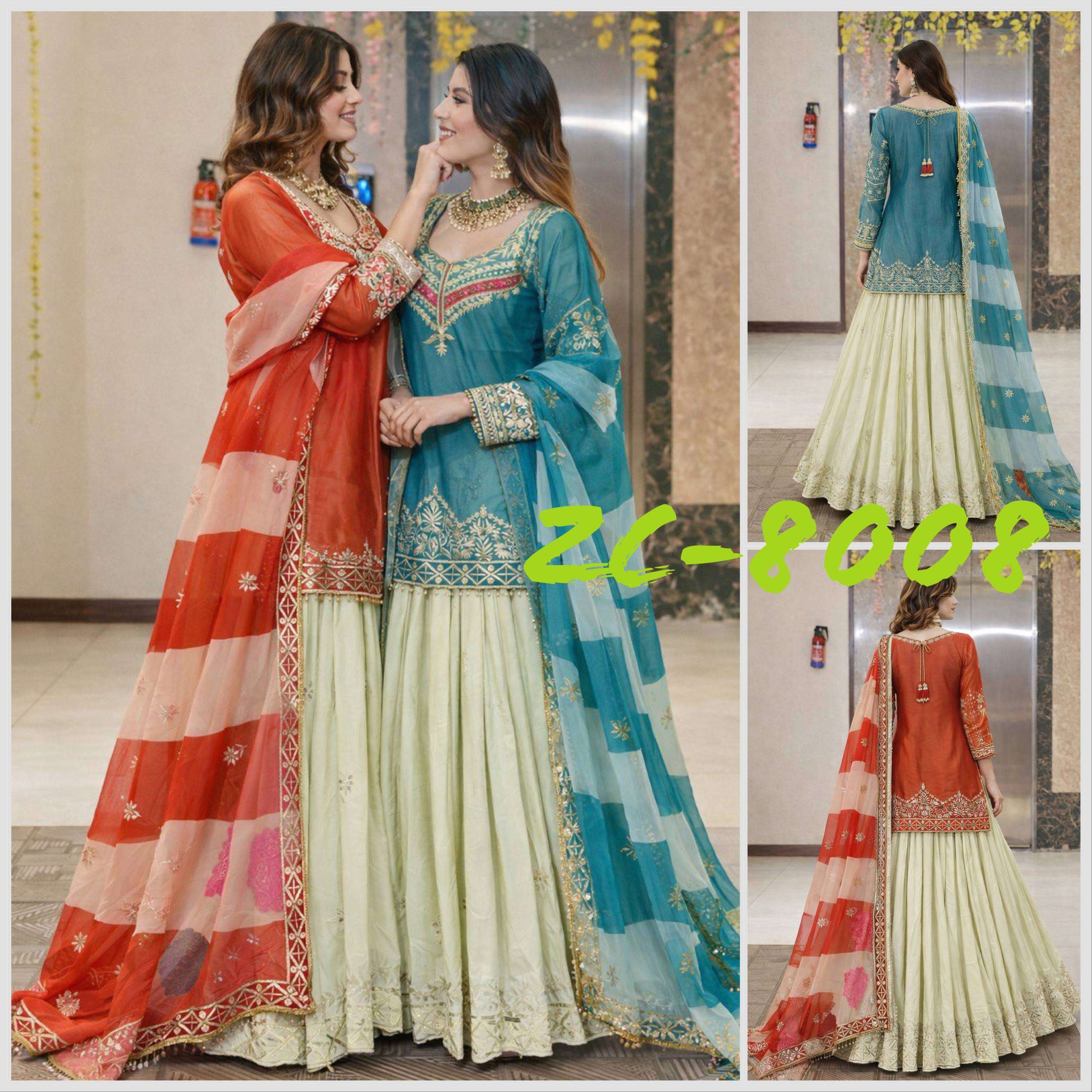 ZC 8008 SILK DESIGNER PARTY WEAR TOP WITH LEHENGA AND DUPATTA 