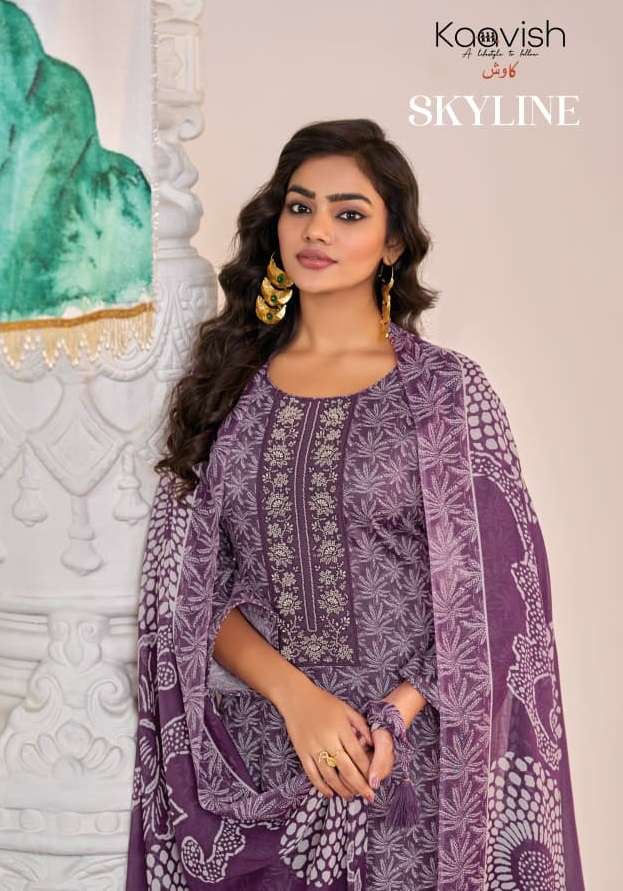 KAAVISH SKYLINE JAM COTTON DIGITAL PRINT WITH FANCY EMBROIDERY WORK SUIT