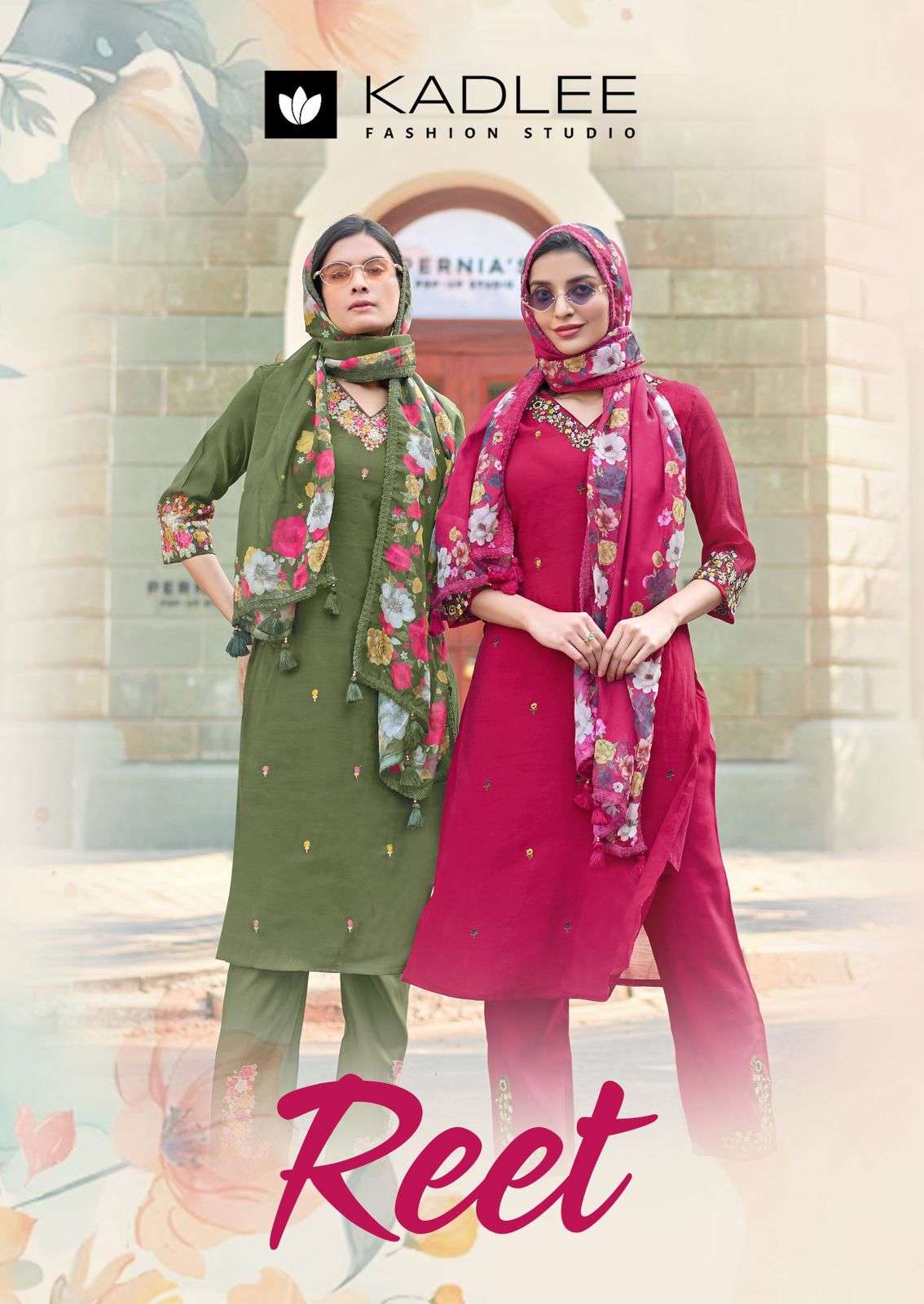  KADLEE FASHION REET CHANDERI SILK FANCY EMBROIDERY WORK LADIES 3PIECE SET COLLECTION 