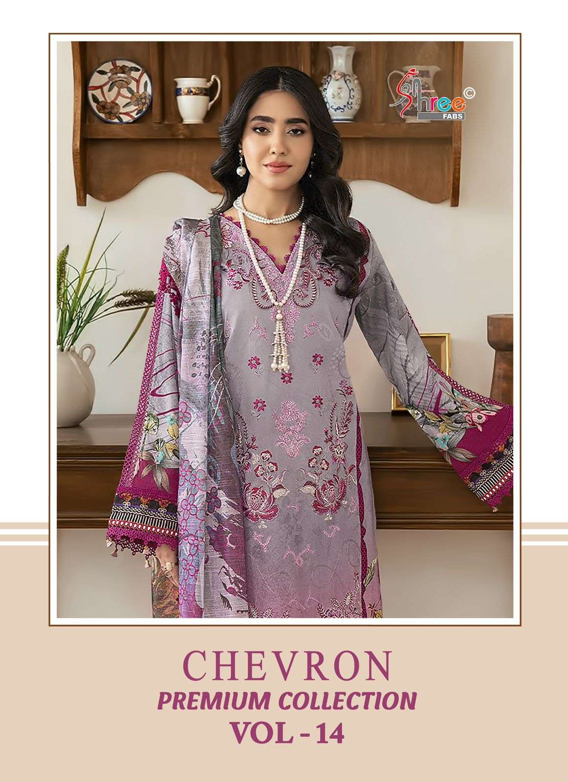 SHREE FABS CHEVRON PREMIUM COLLECTION VOL 14 COTTON EMBROIDERY WORK SALWAR KAMEEZ