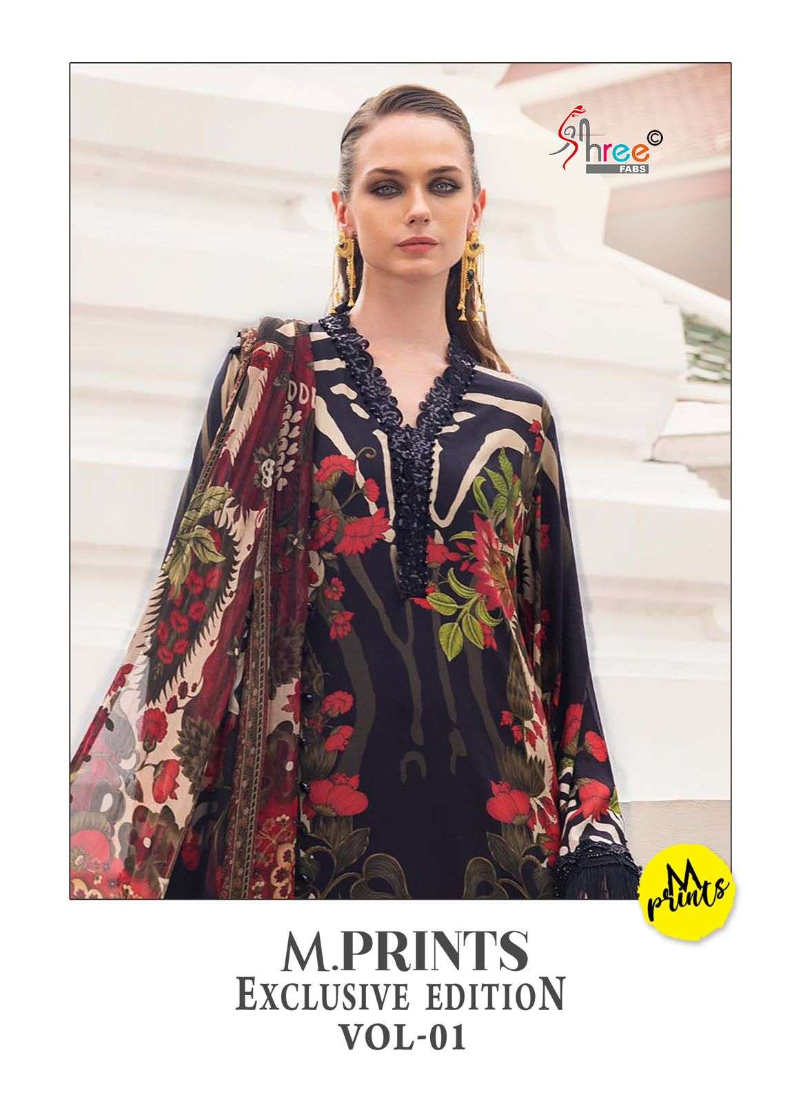 SHREE FABS M PRINTS EXCLUSIVE EDITION VOL 1 COTTON EMBROIDERY DESIGNER WORK SUIT