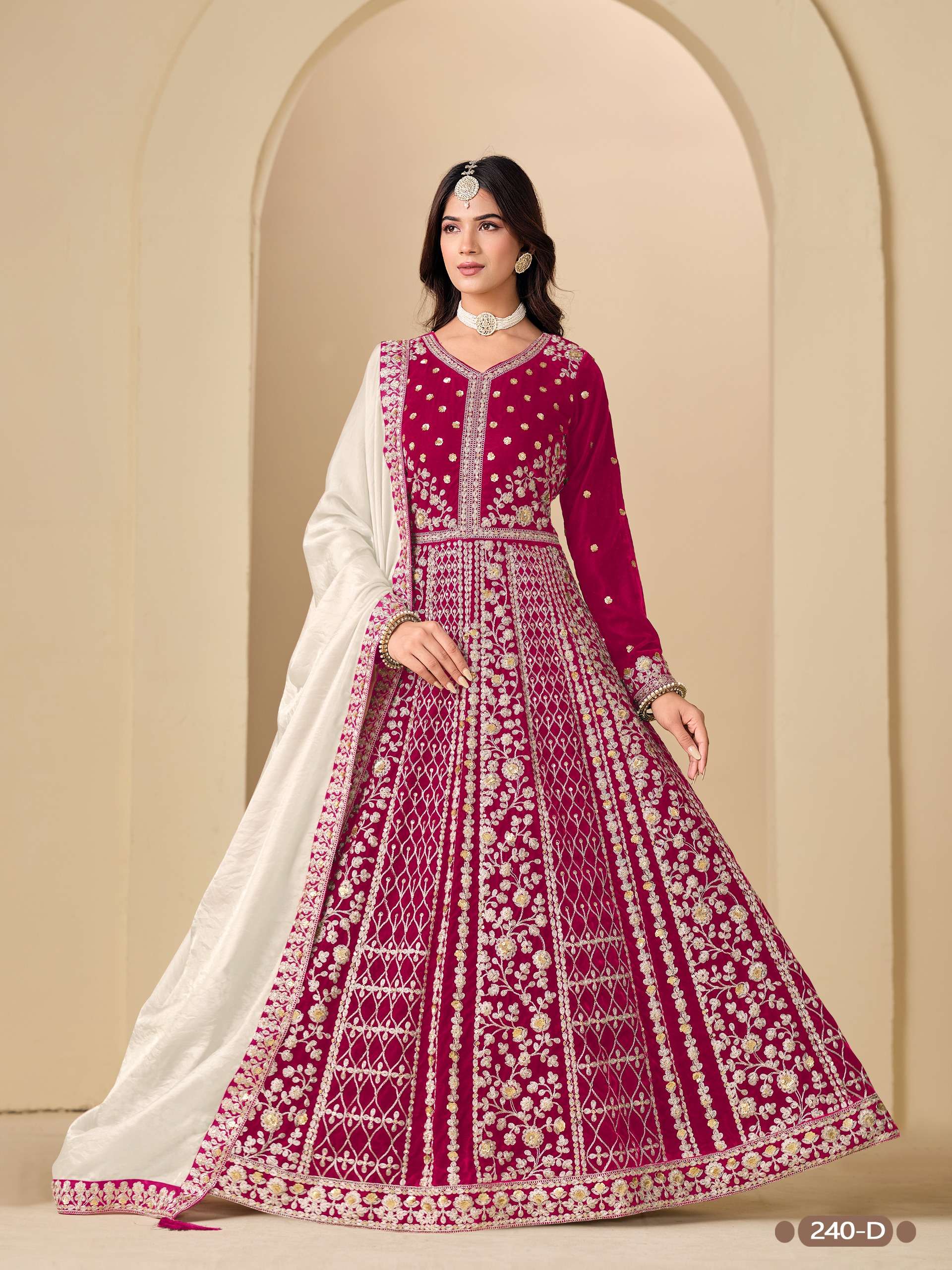 DANI CREATION AANAYA VOL 240 VELVET DESIGNER WORK ANARKALI STYLE LADIES GOWNS SUIT