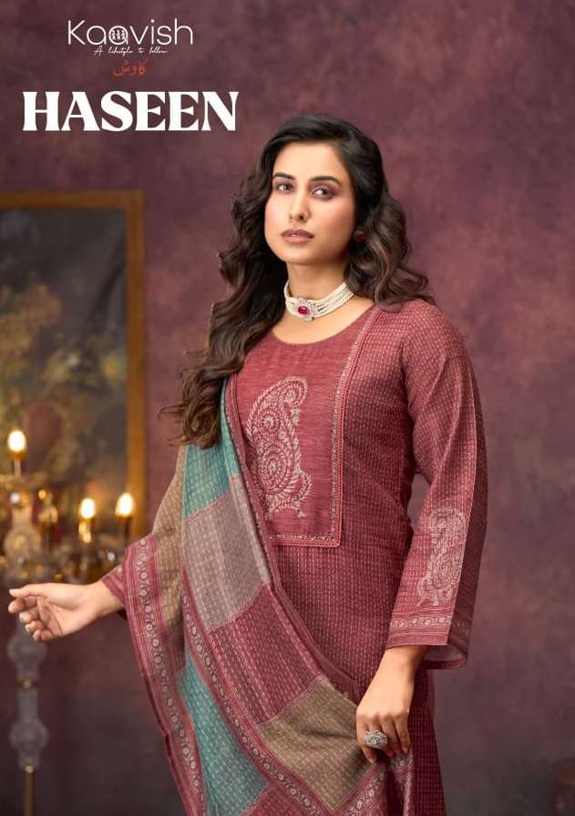KAAVISH HASEEN LINEN COTTON DIGITAL PRINT WITH FANCY WORK SUIT