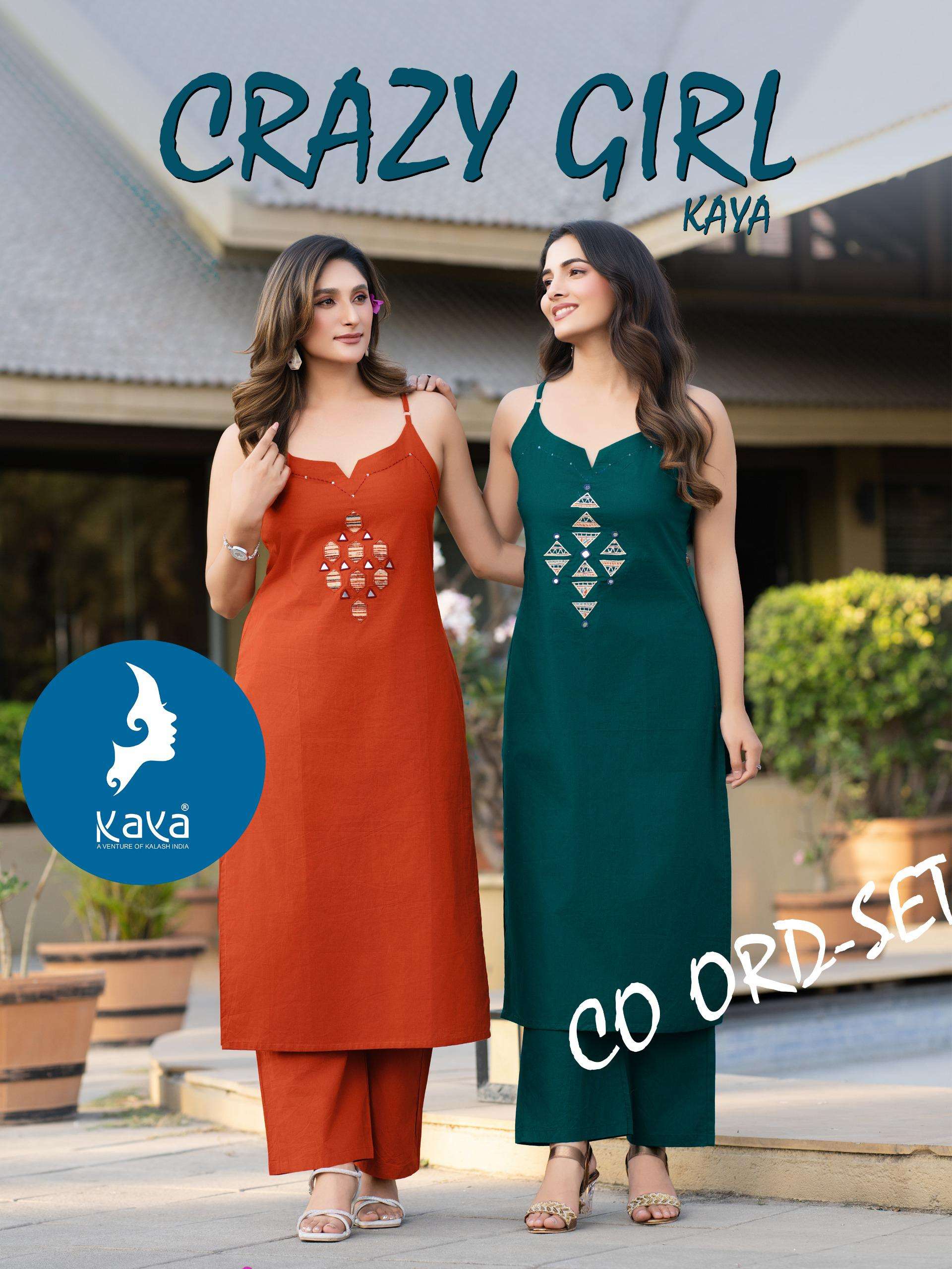  KAYA CRAZY GIRL COTTON FANCY SUMMER WEAR SLEEVELESS KURTI WITH BOTTOM PAIR 