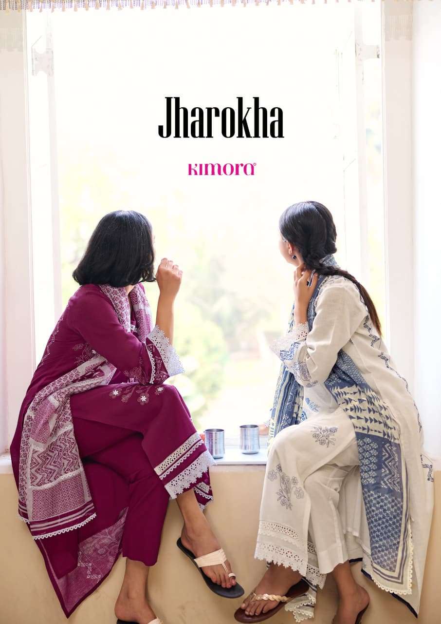 KIMORA JHAROKHA VOL 69 COTTON DIGITAL PRINT WITH EMBROIDERY DESINER WORK SUIT