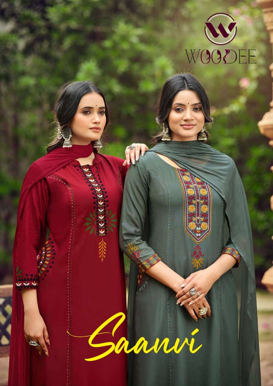 WOODEE SAANVI RAYON FANCY WORKS LADIES 3PCS SET COLLECTION 