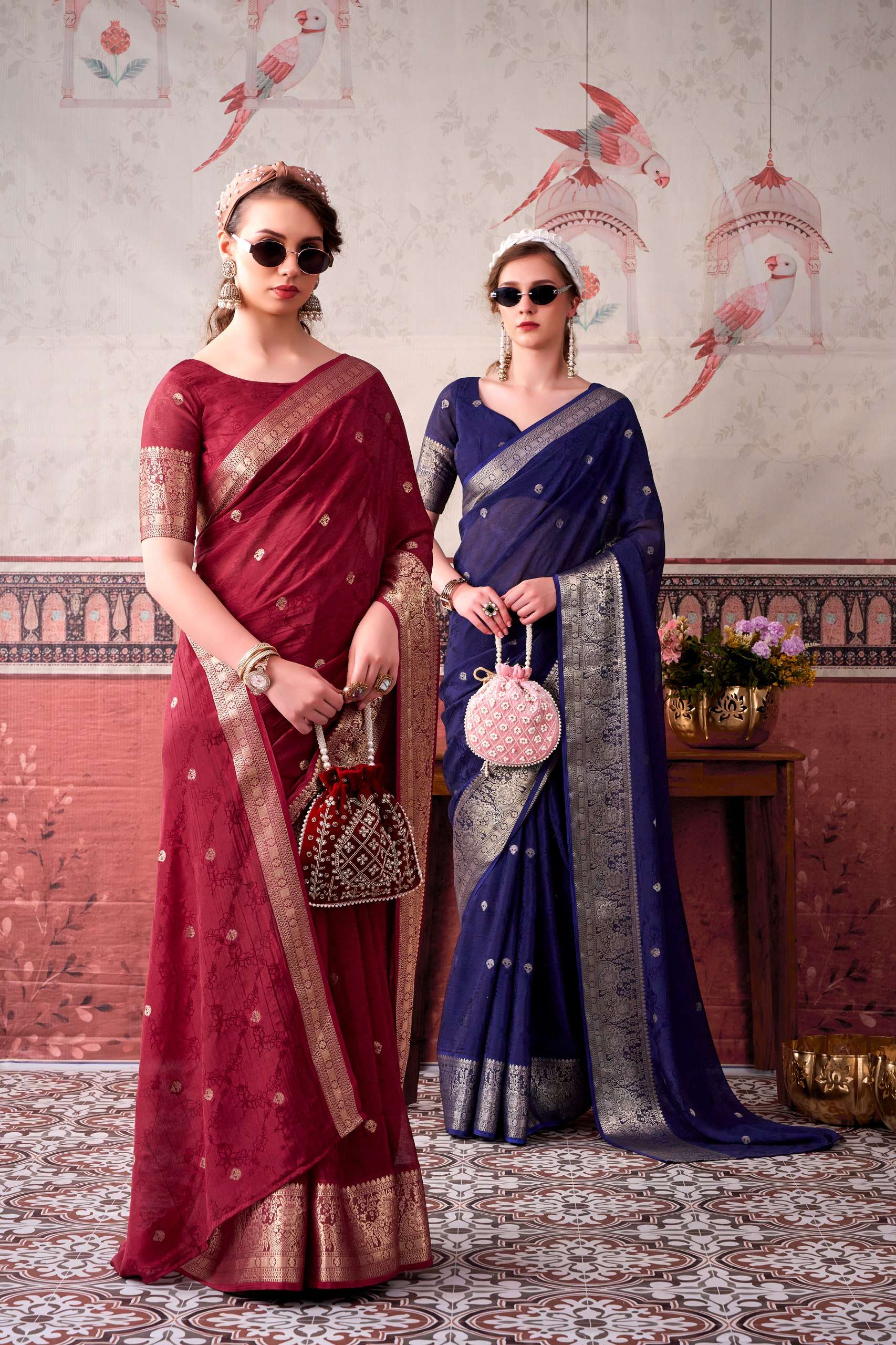 YNF MRITSA VOL 2 CHINON PRINTED LADIES FUNCTION WEAR SAREE