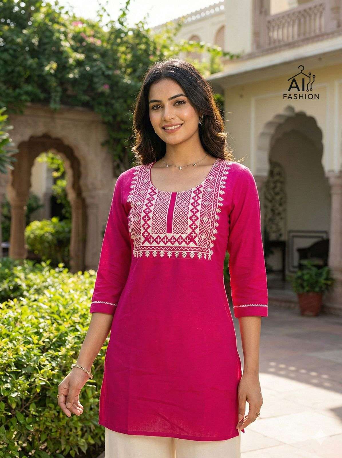 AI FASHION CHARMI VOL 3 RAYON FANCY WORK SUMMER WEAR SHORT KURTI	