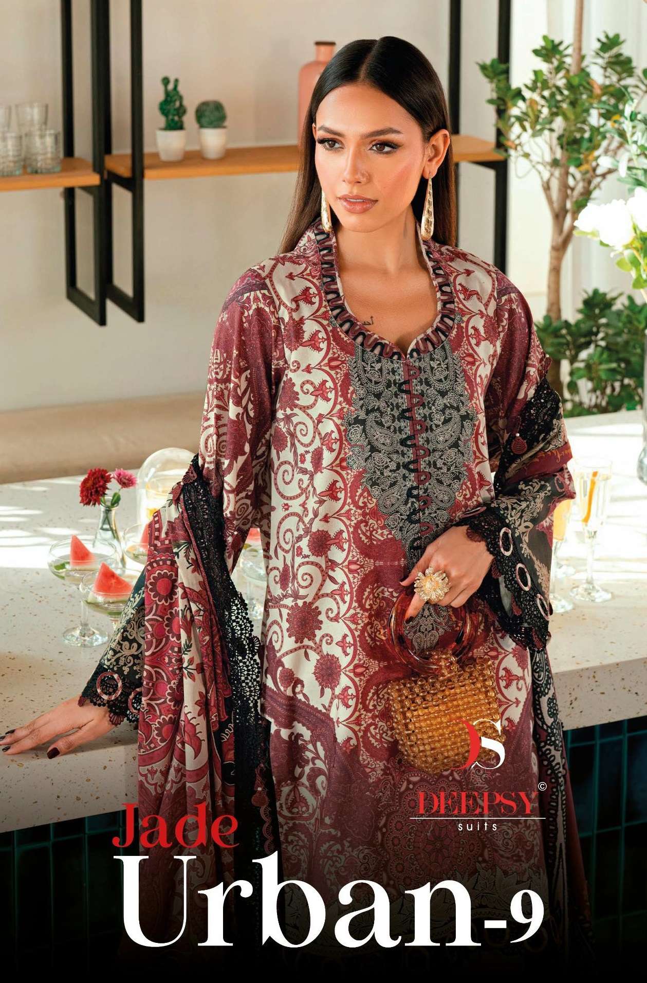 DEEPSY SUITS JADE URBAN VOL 9 COTTON EMBROIDERY WORK PAKISTANI SUIT