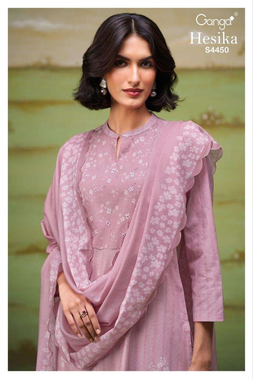 GANGA HESIKA 4450 COTTON PRINTED WITH EMBROIDERY DESIGNER WORK SUIT