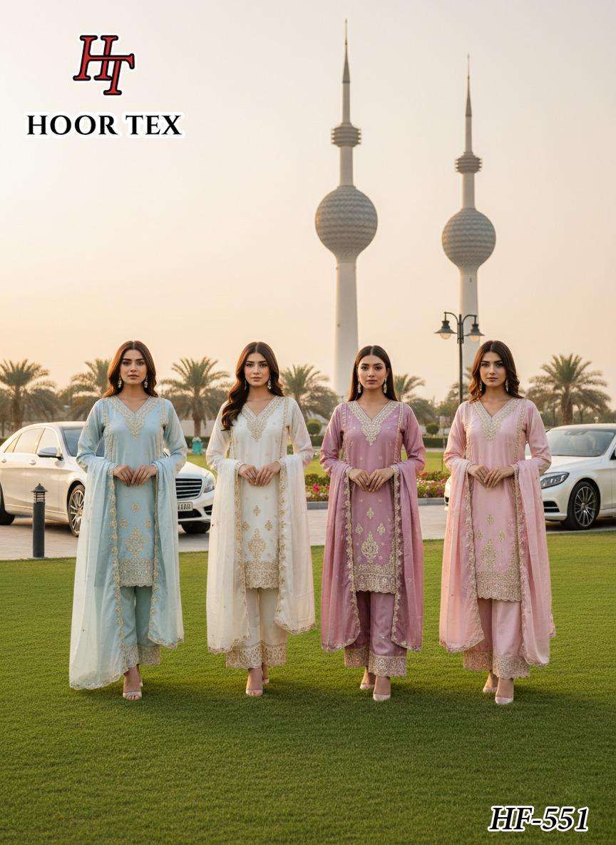 HOOR TEX HF 551 CHINON DESIGNER WORK PAKISTANI STYLE READY MADE SUIT