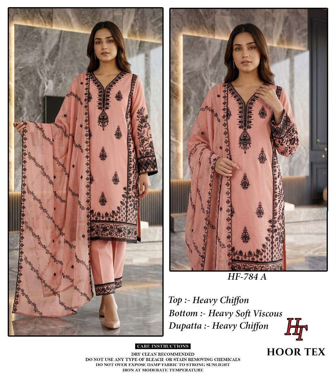 HOOR TEX HF 784 CHIFFON SEQUENCE DESIGNER WORK READY MADE PAKISTANI SUIT
