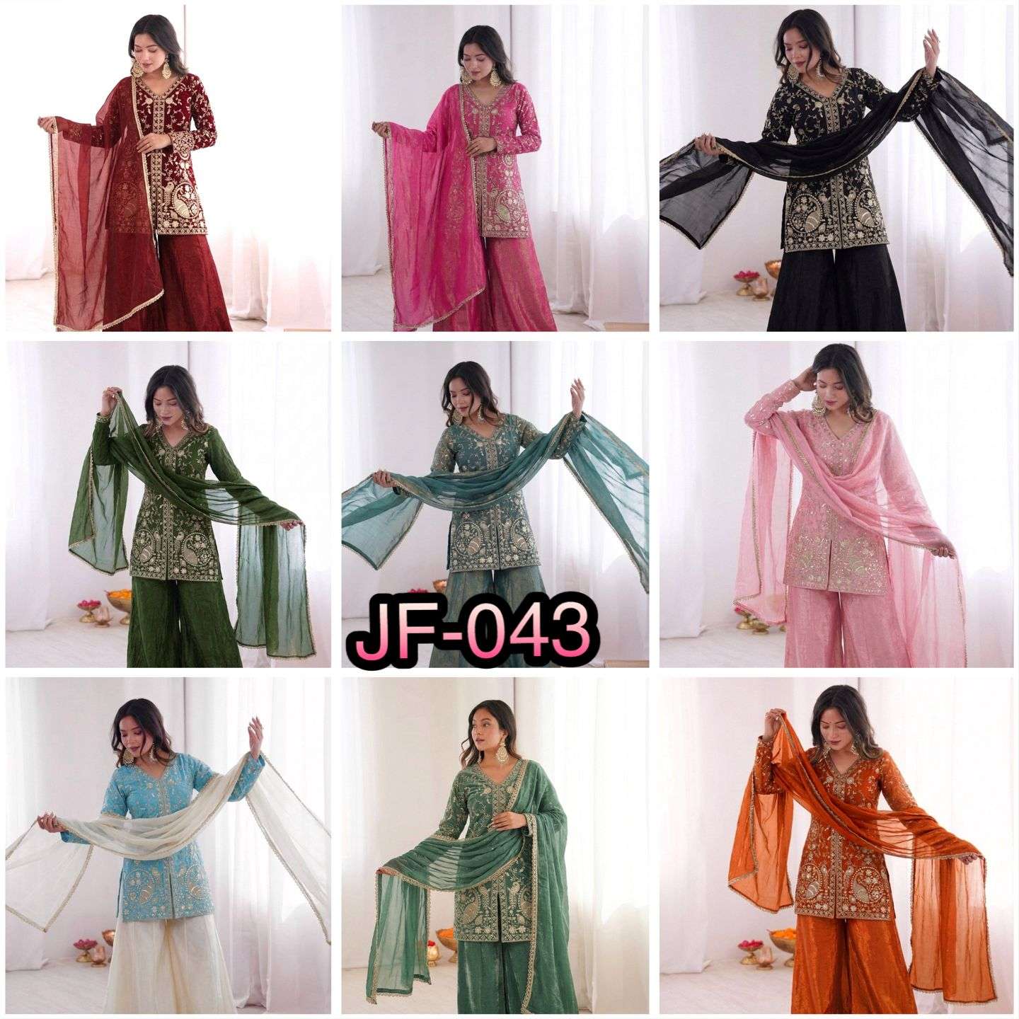 JF 043 SILK HEAVY EMBROIDERD DESIGNER PARTY WEAR LADIES SUIT