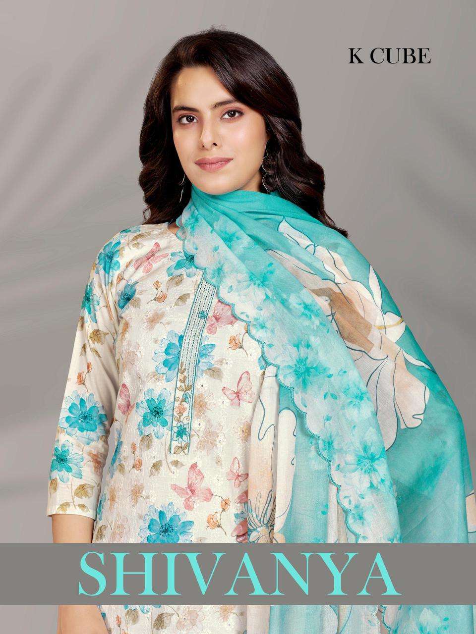 K CUBE SHIVANYA 1024 COTTON SCHIFFLI DIGITALLY PRINTED LADIES SUIT
