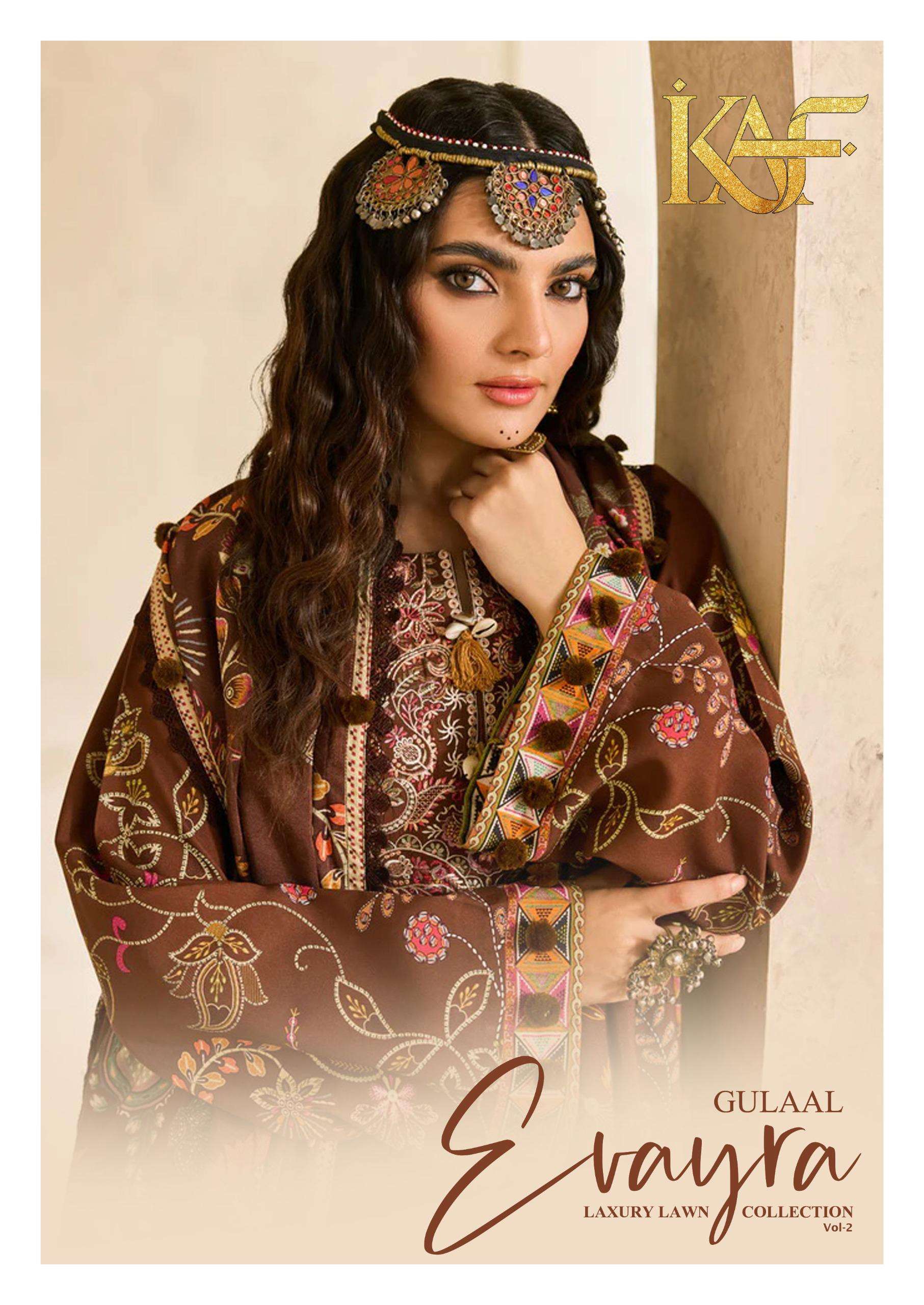 KAF FABRIC EVAYRA GULAAL LUXURY LAWN COLLECTION VOL 2 DIGITAL PRINT COTTON SALWAR SUIT