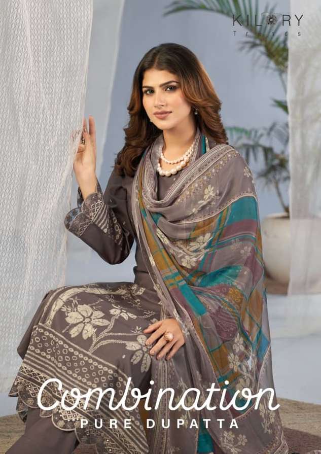KILORY TRENDS COMBINATION LAWN COTTON DIGITAL PRINT WITH EMBROIDERY WORK SUIT