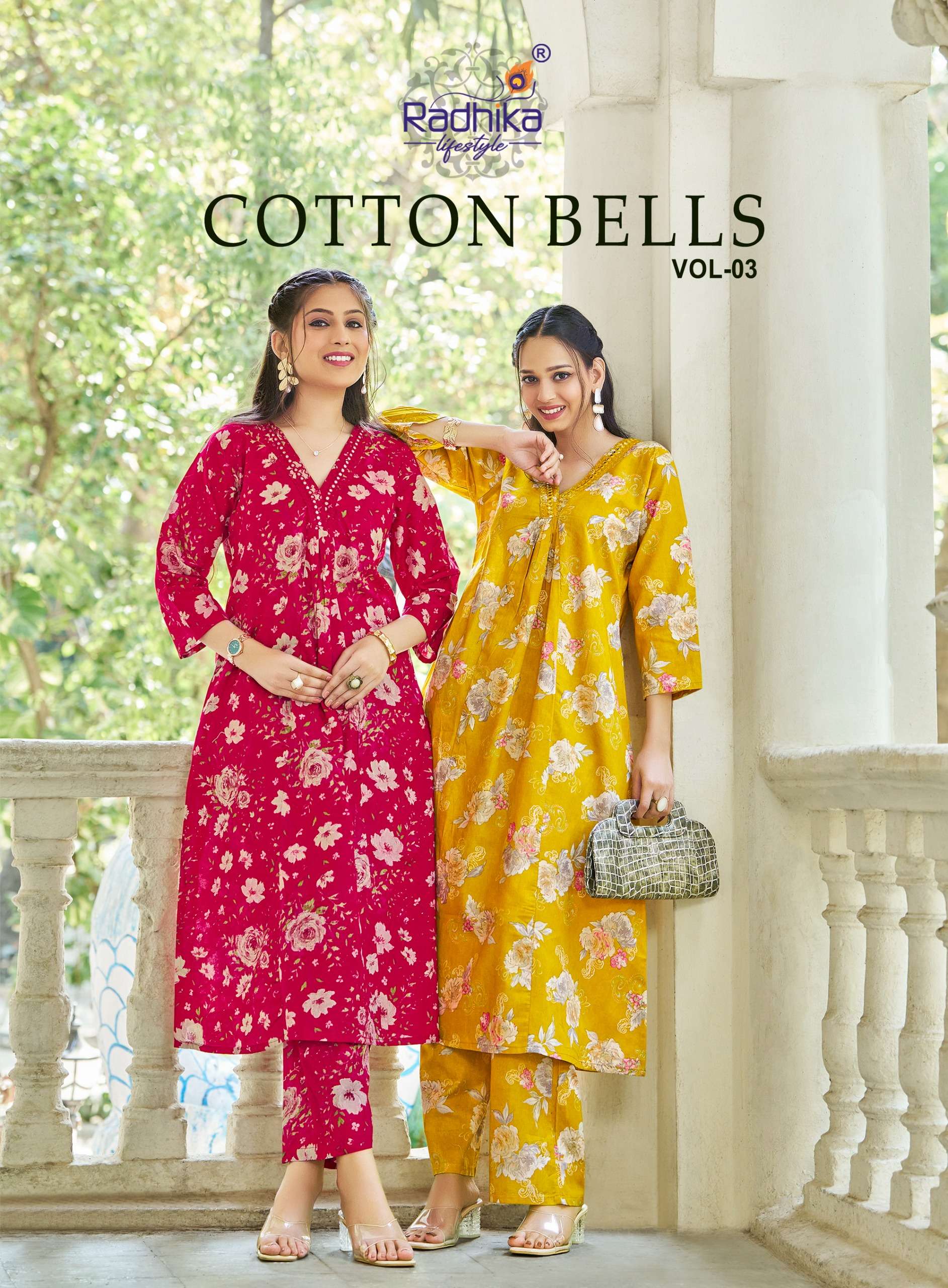 RADHIKA LIFESTYLE COTTON BELLS VOL 3 COTTON PRINT FANCY KURTI WITH PLAZZO PAIR 