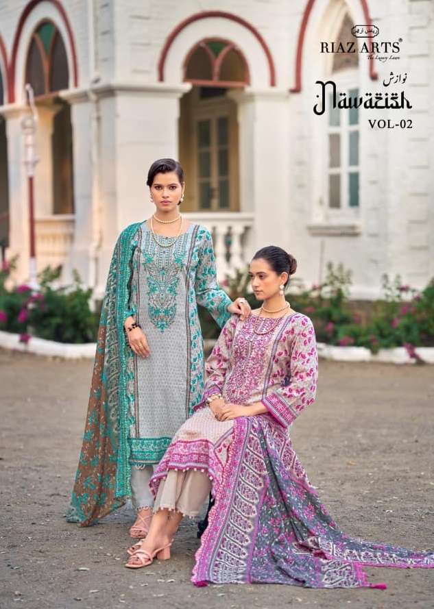 RIAZ ARTS BIN SAEED NAWAZISH VOL 2 LAWN COTTON PRINT WITH FANCY WORK SUIT