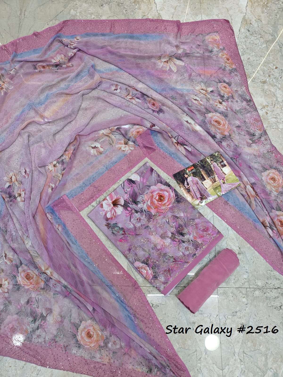 VISHWAM FABRICS STAR GALAXY DIGITAL PRINT DESIGNER WORK SUIT