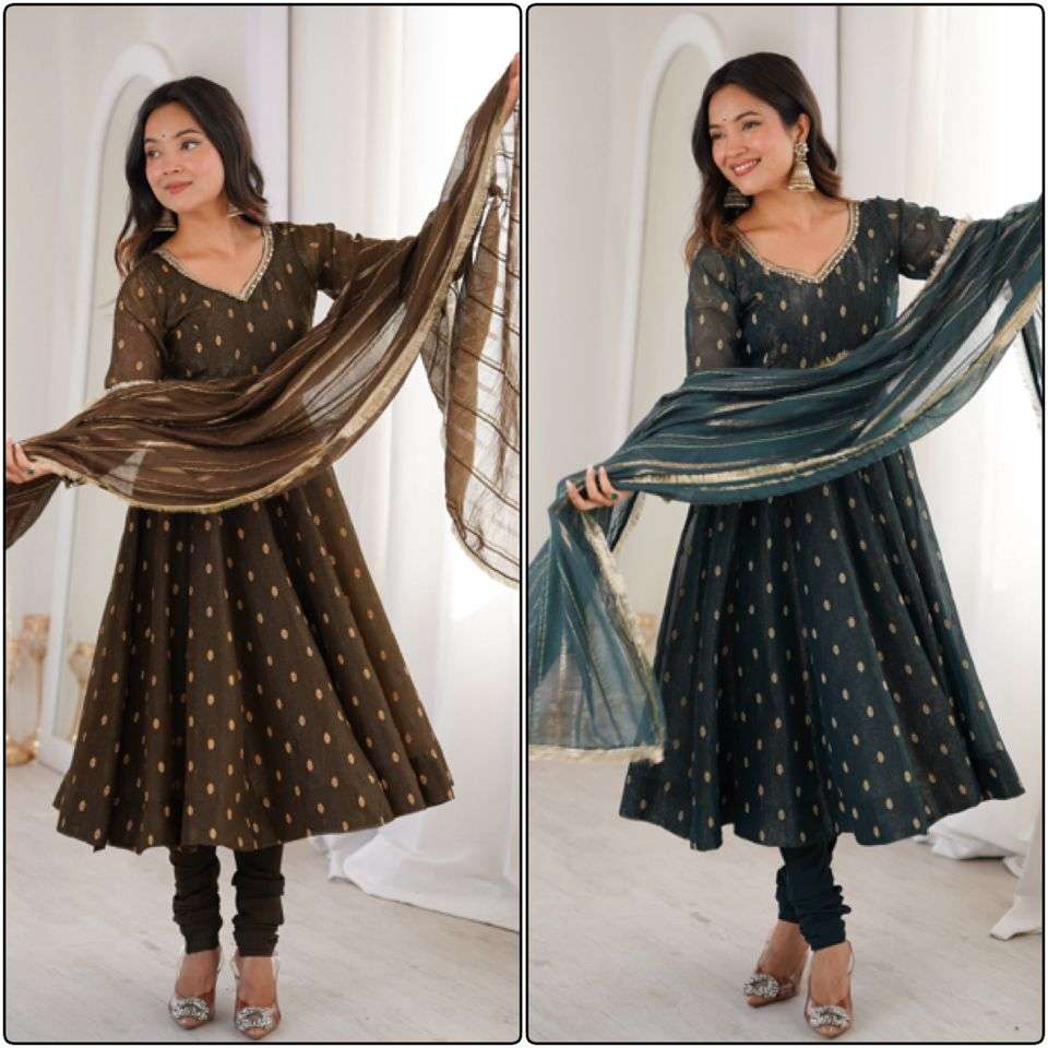 ZF 5021 SILK SEQUENCE WORK LADIES ANARKALI GOWN STYLE SUIT
