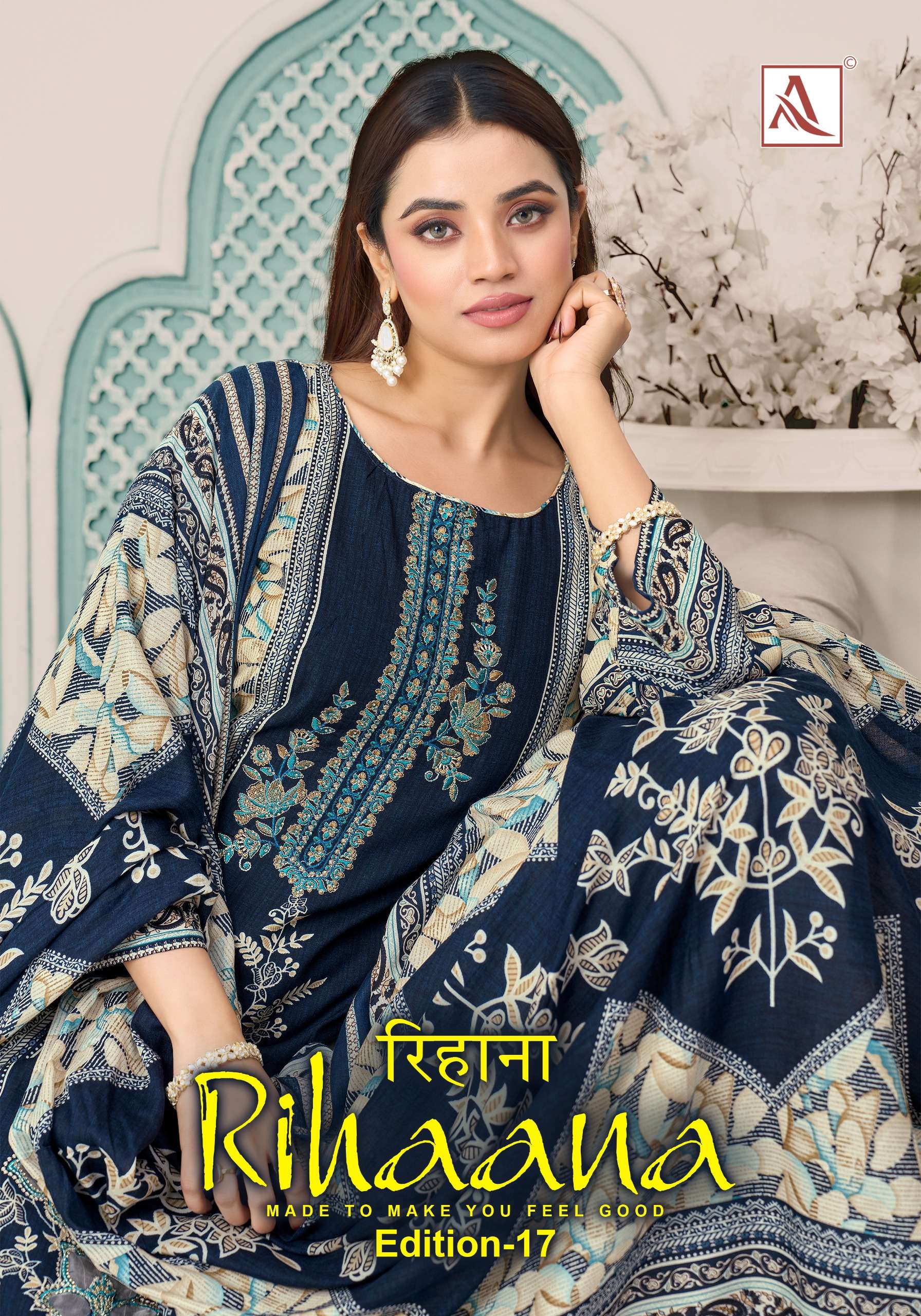 ALOK SUITS RIHAANA VOL 17 COTTON DIGITAL PRINT WITH FANCY WORK SUIT