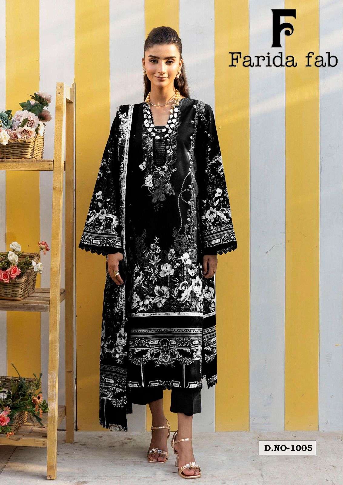 FARIDA FAB BLACK AND WHITE HEAVY LUXURY LAWN READY MADE COLLECTION 