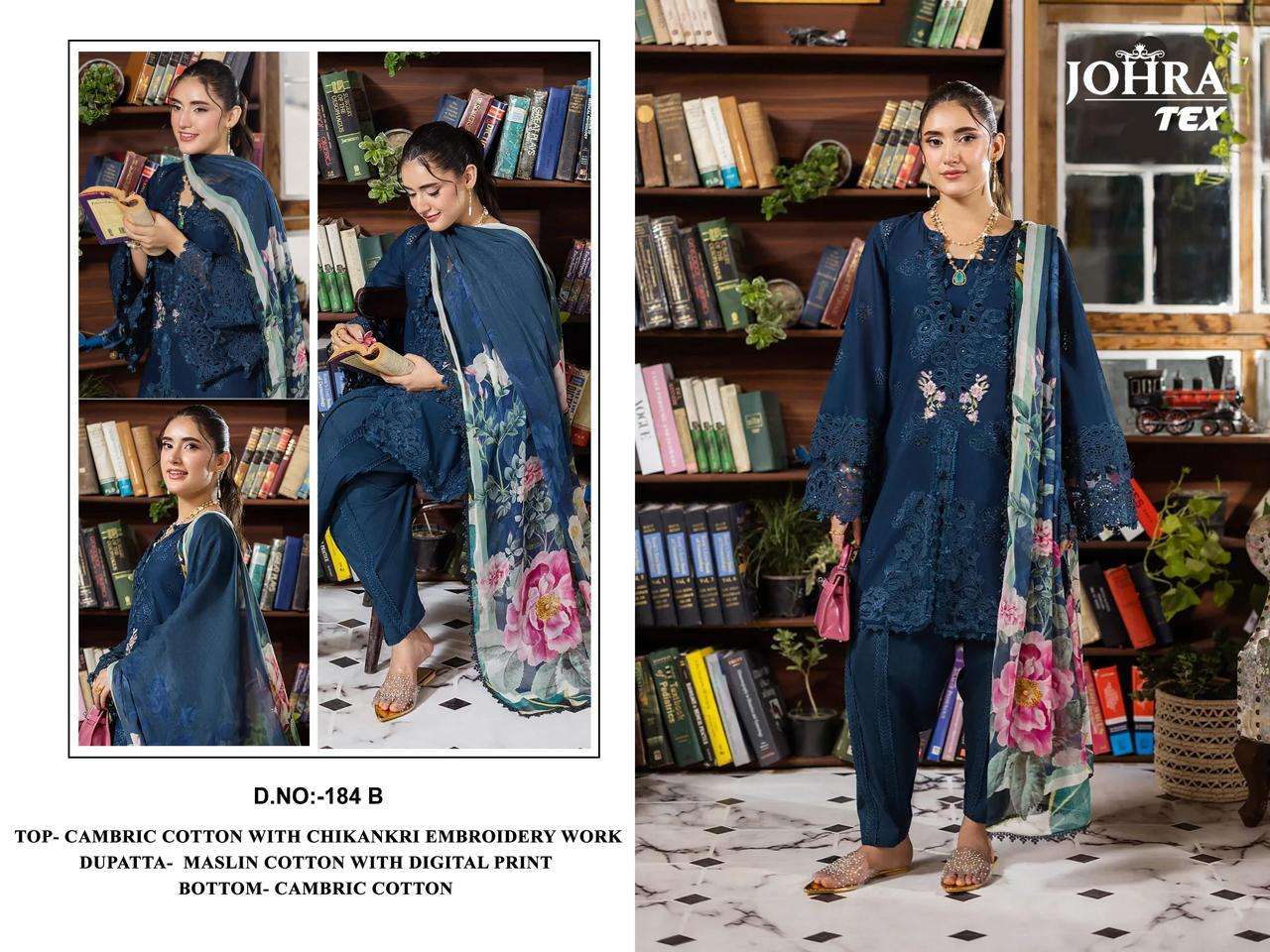 JOHRA TEX JT 184 BC COTTON WITH CHIKANKRI EMBROIDERY WORK SUIT