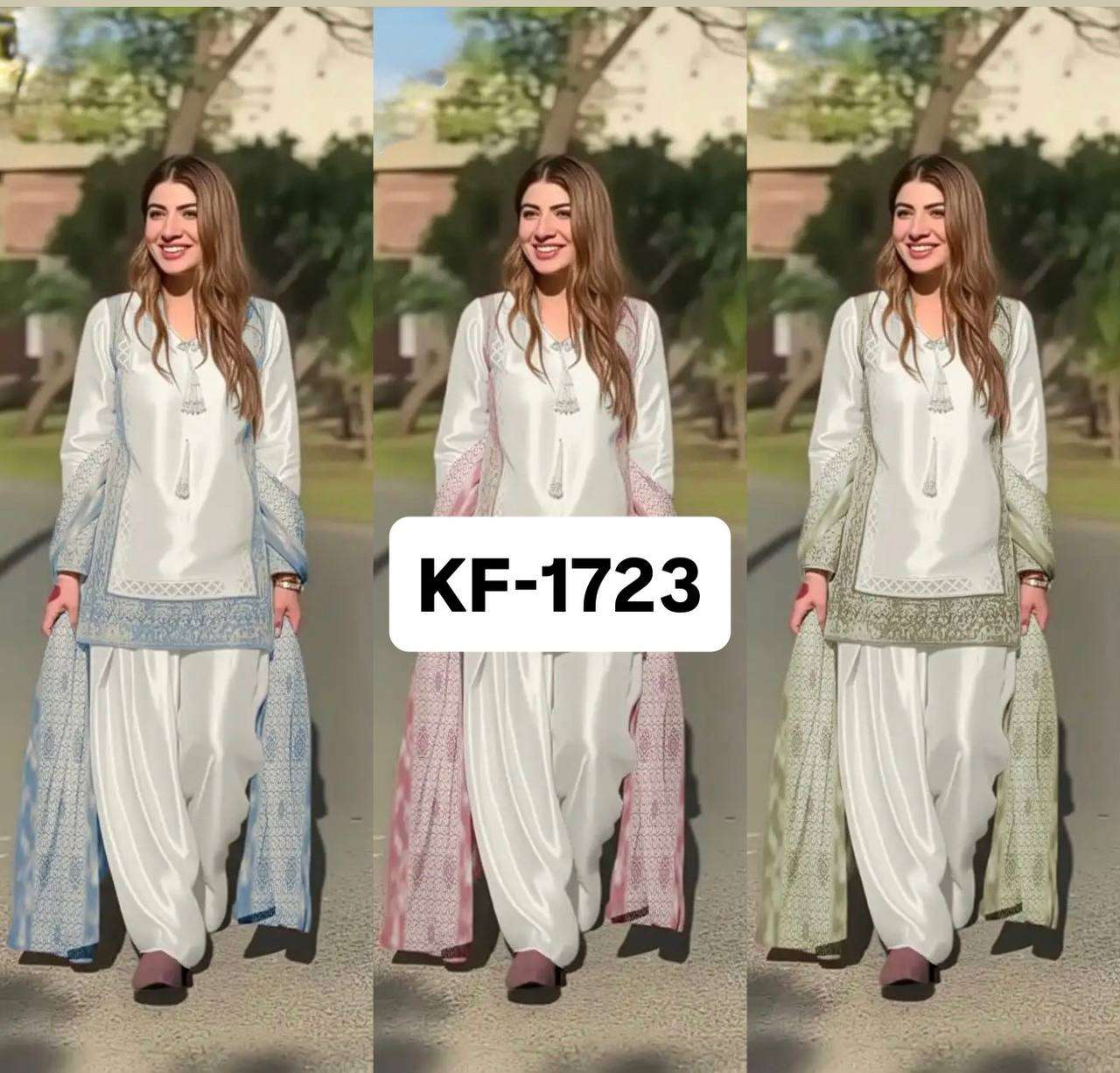 KF 1723 SILK SEQUENCE EMBROIDERY DESIGNER WORK PAKISTANI STYLE SUITS 
