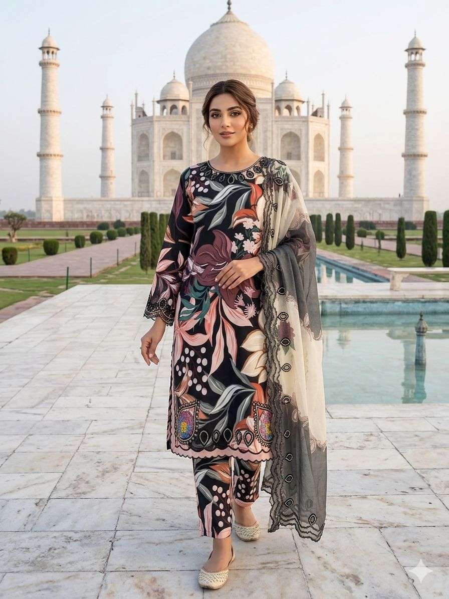 LG 2094 MUSLIN PRINTED WITH EMBROIDERED CUT WORK TOP PANT WITH DUPATTA 