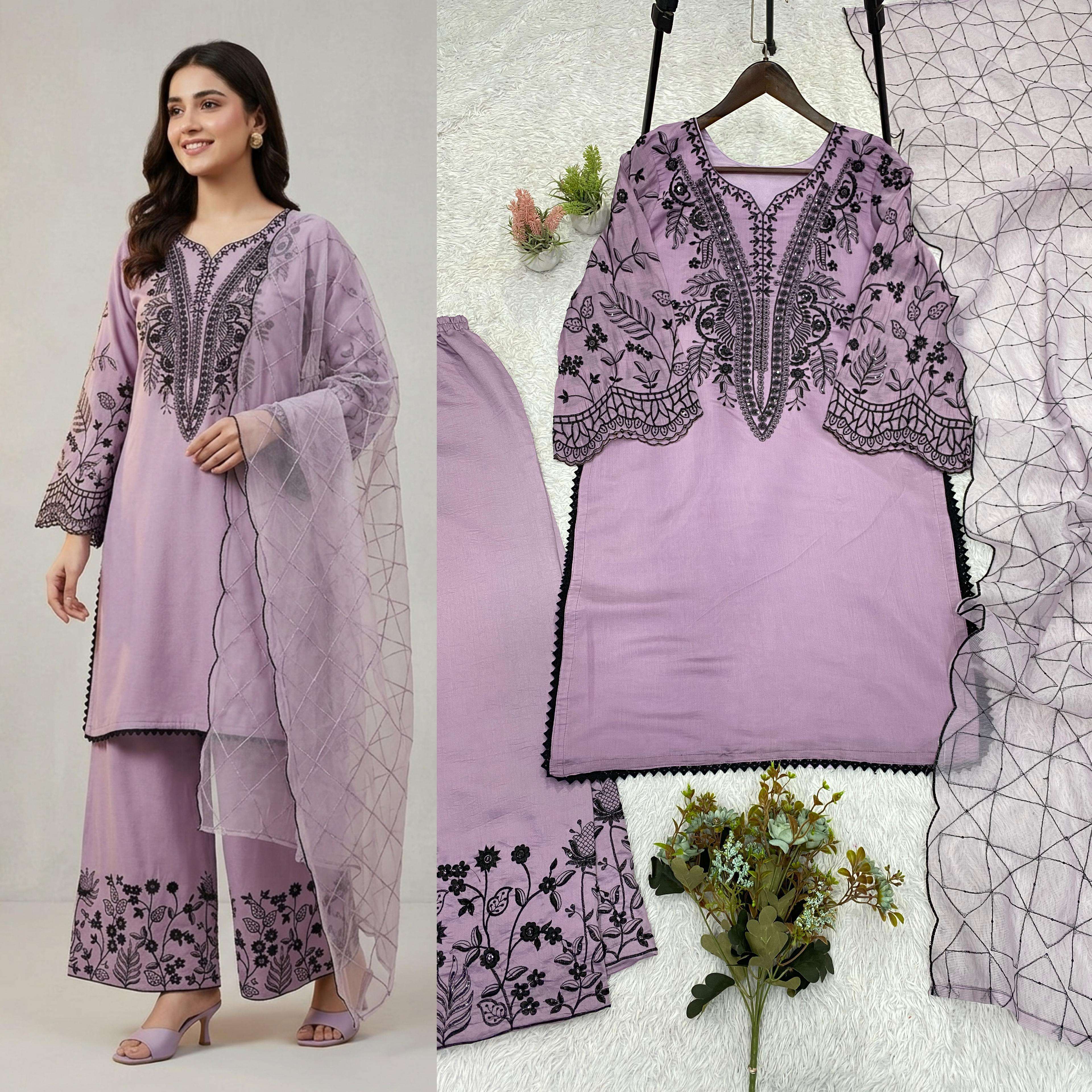 LG 2101 COTTON SEQUENCE EMBROIDERY DESIGNER WORK READY MADE LADIES SUIT