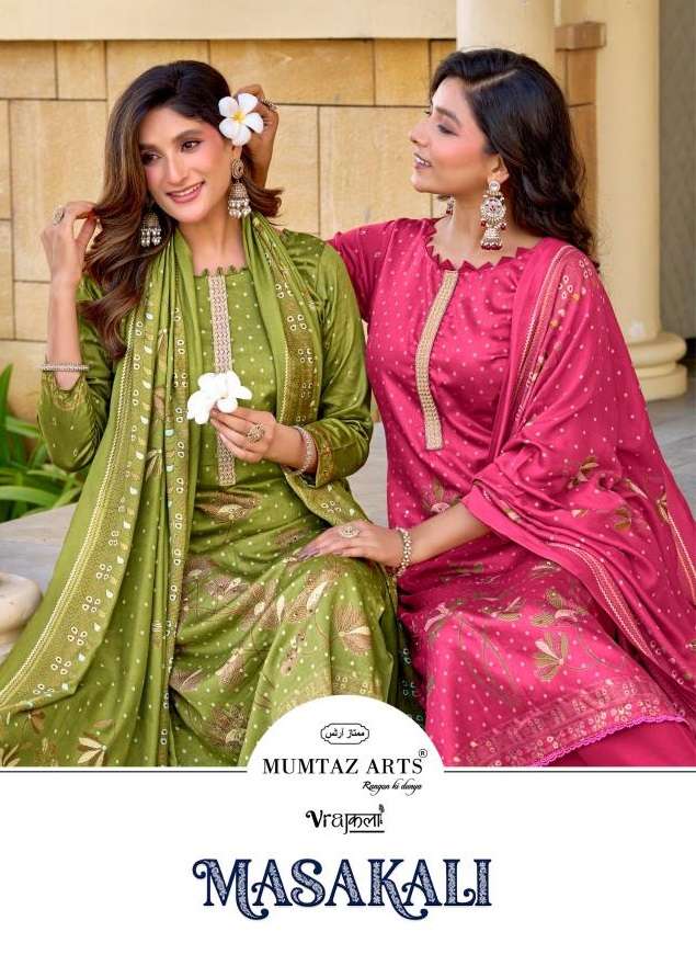 MUMTAZ ARTS MASAKALI VISCOSE PRINT WITH PANEL EMBROIDERY WORK SUIT