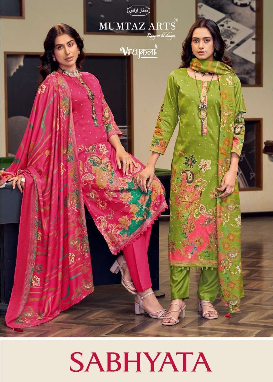 MUMTAZ ARTS SABHYATA VISCOSE PRINT WITH FANCY WORK SUIT