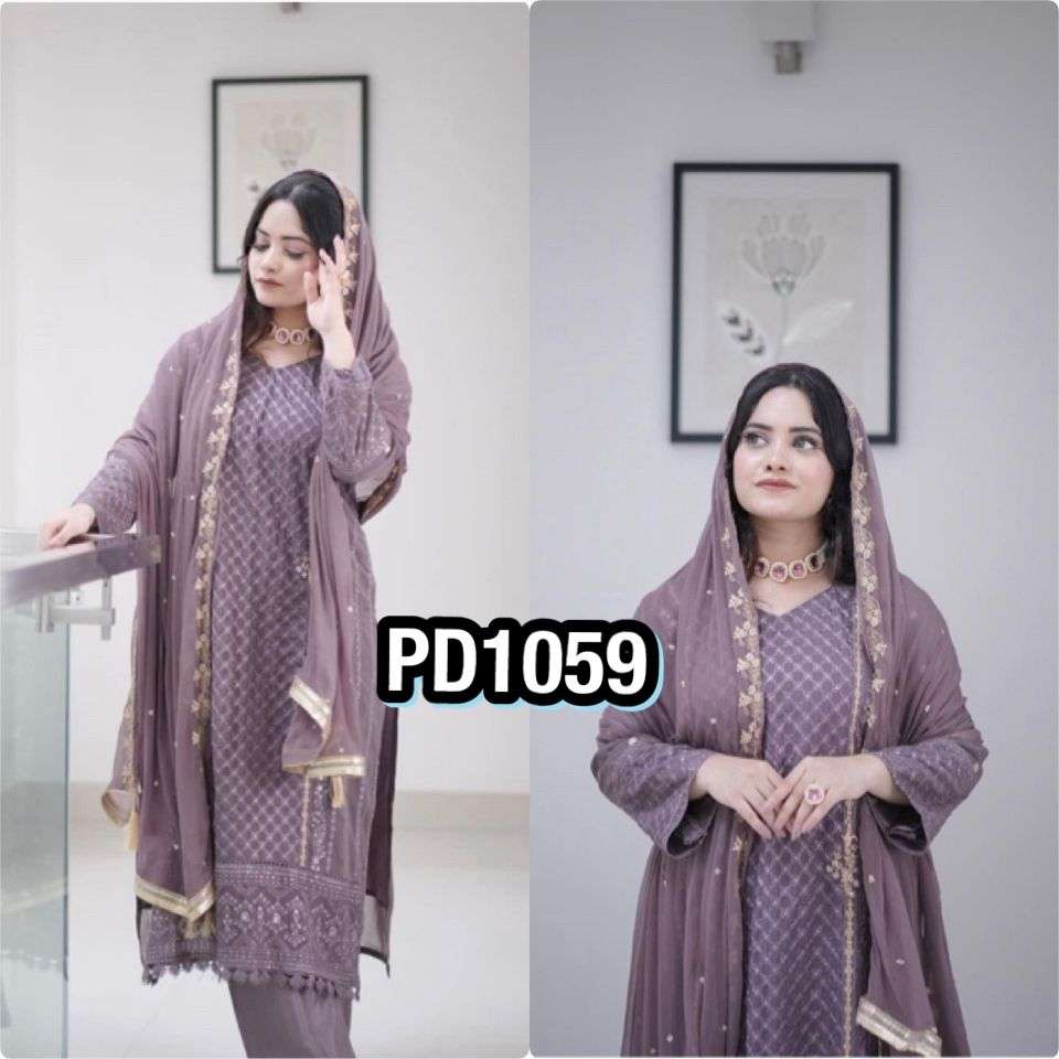 PD 1059 GEORGETTE DESIGNER WEAR PARTY WEAR LADIES  TOP BOTTOM & DUPATTA SET