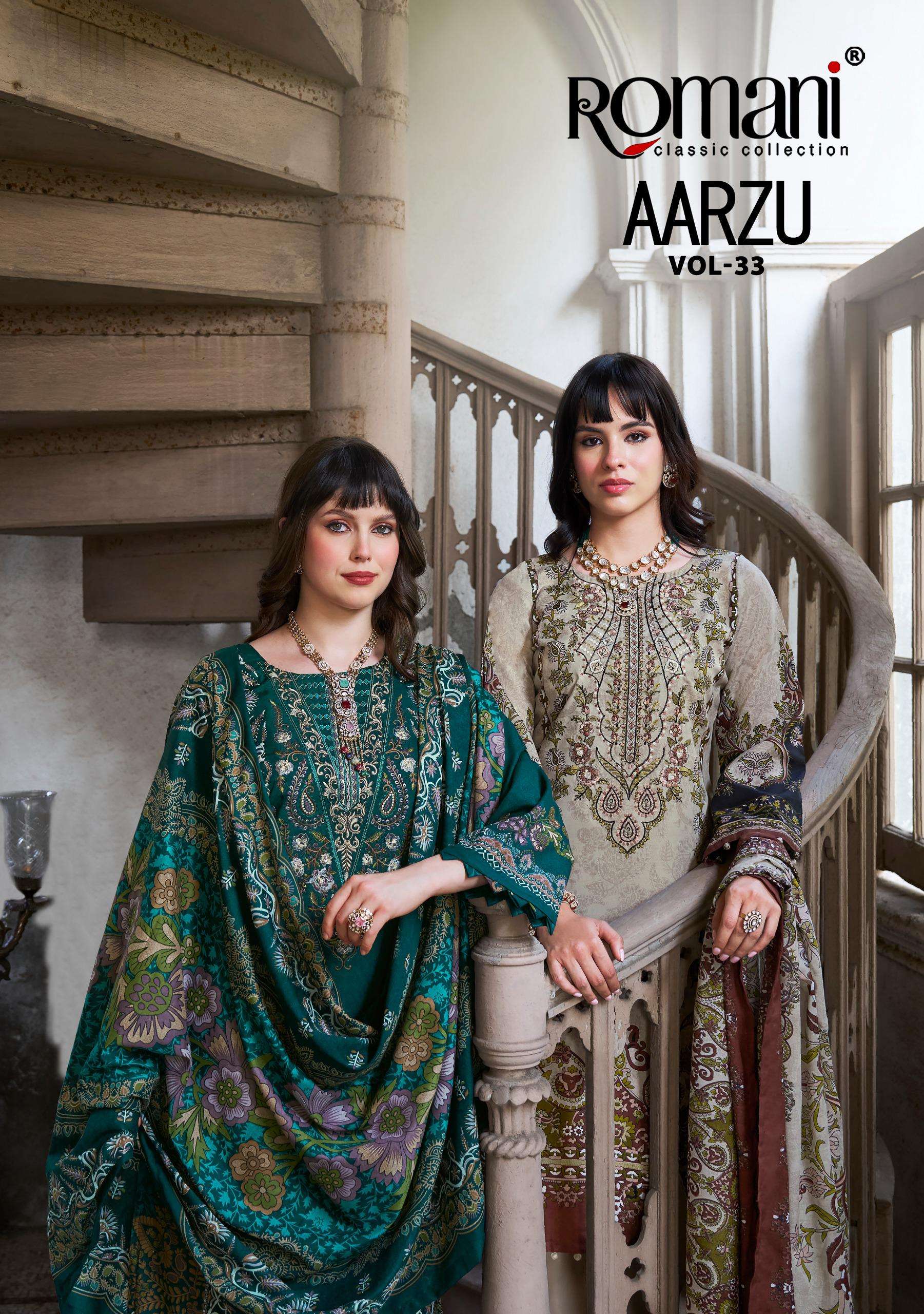 ROMANI AARZU VOL 33 COTTON DIGITAL PRINTS WITH FANCY WORK SUIT
