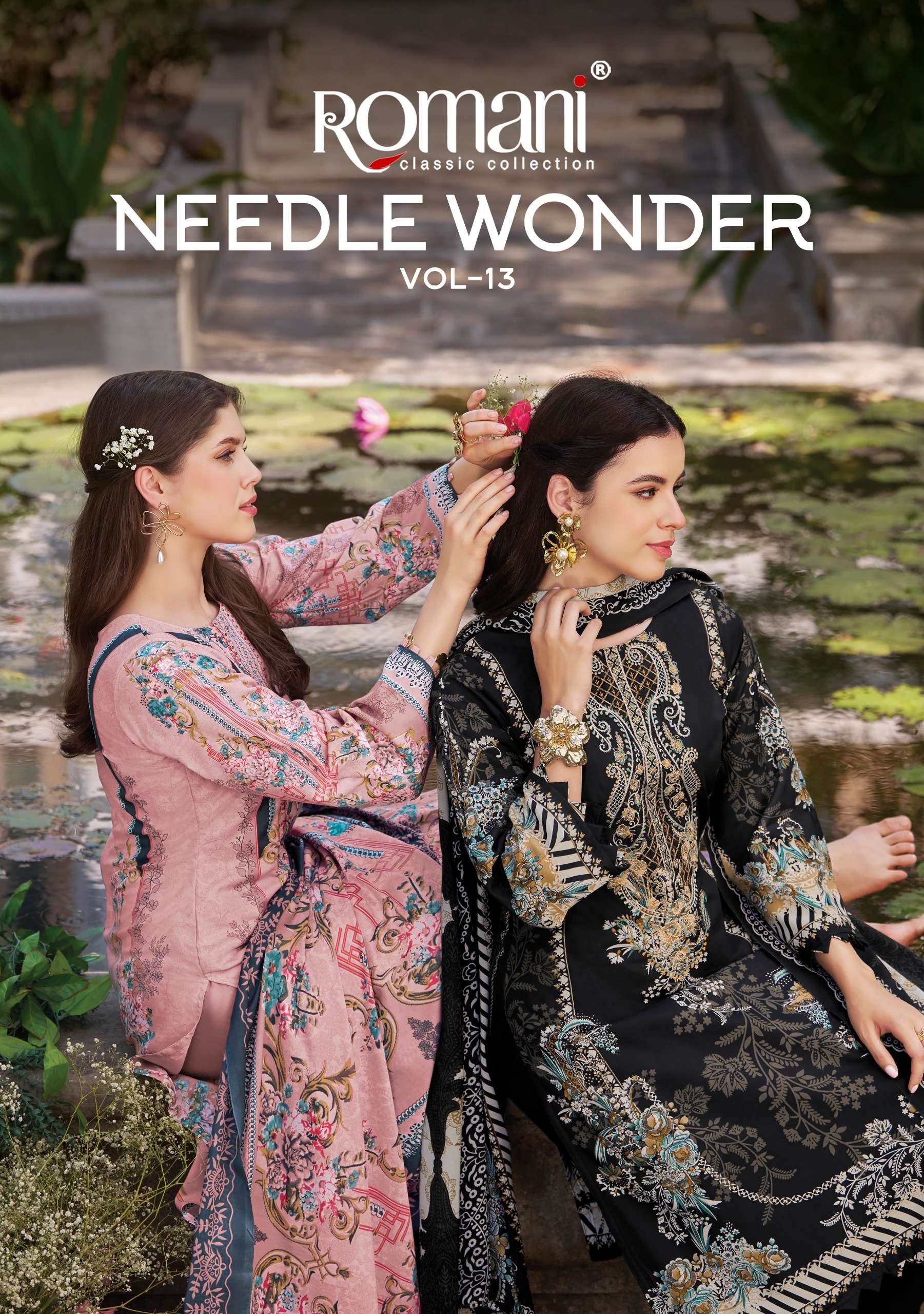 ROMANI NEEDLE WONDER VOL 13 COTTON DIGITAL PRINTS WITH FANCY WORK SUIT
