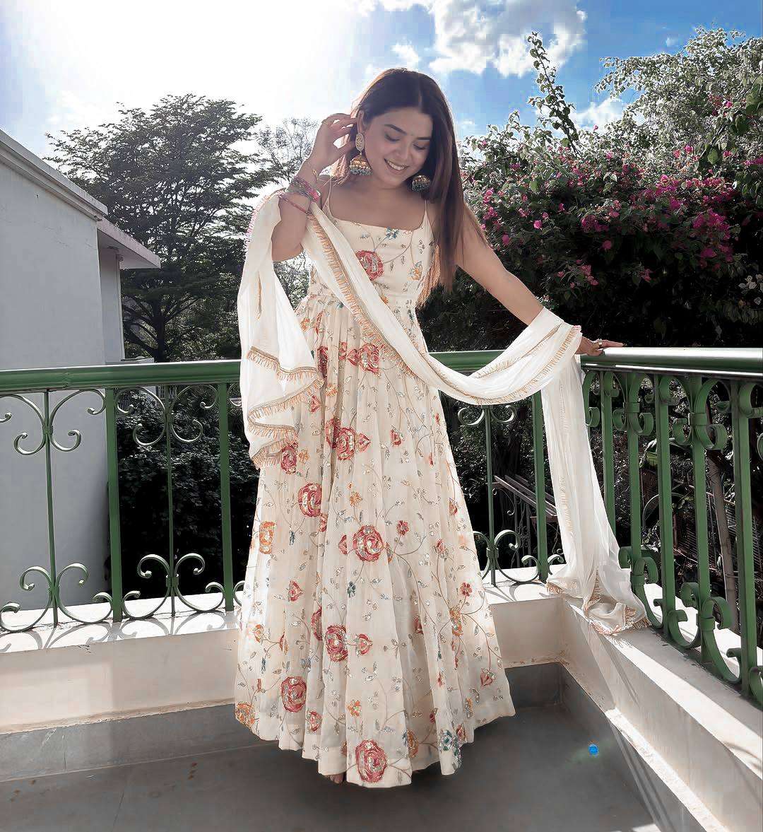 RTC 6021 GEORGETTE SEQUENCE EMBROIDERY DESIGNER WORK PARTY WEAR ANARKALI GOWN STYLE SUIT