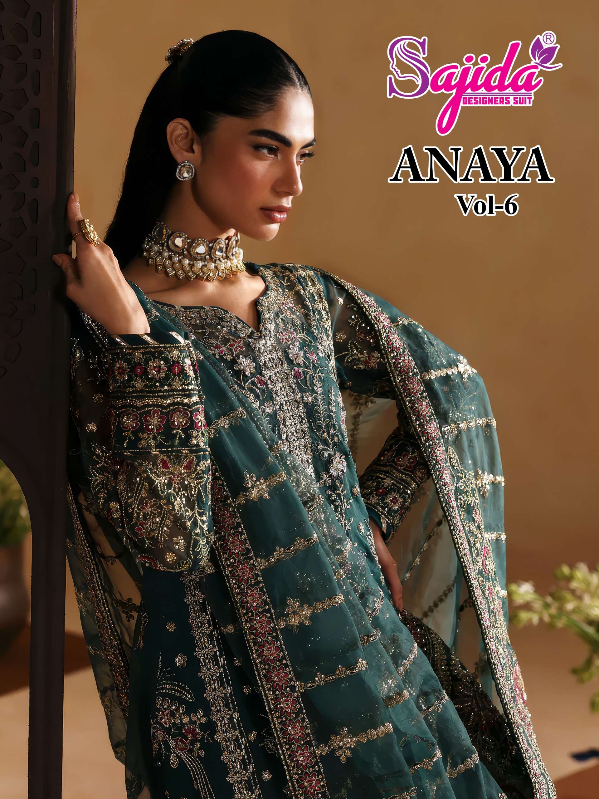 SAJIDA DESIGNER ANAYA VOL 6 GEORGETTE HEAVY EMBROIDERED DESIGNER SUIT