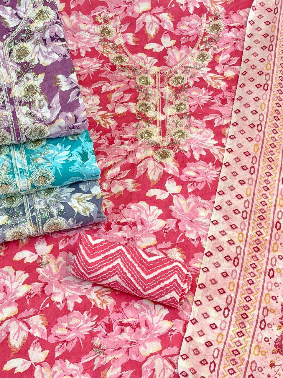 SIARA NON CATALOG VOL 25 COTTON BATIK PRINT WITH FANCY WORK SUIT