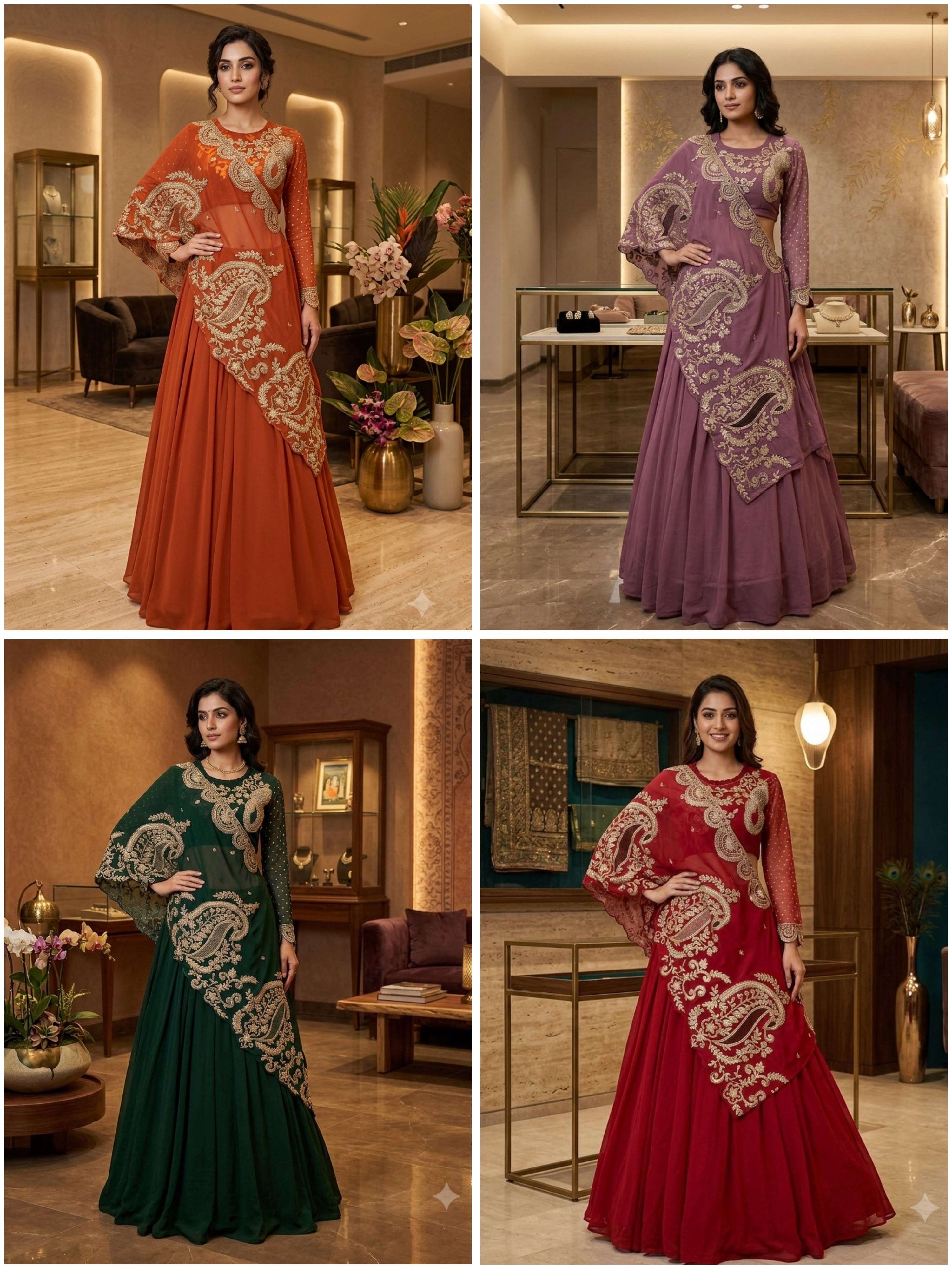 BE 400 GEORGETTE DESIGNER WEAR EMBROIDERED LEHENGA BLOUSE AND SHRUGE COLLECTION 