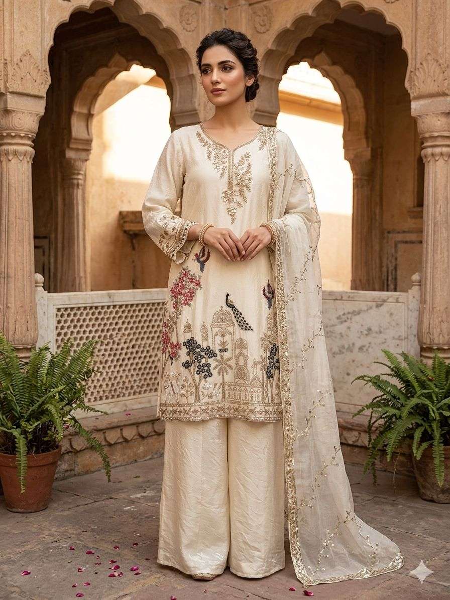 BE 475 SILK WITH SEQUENCE EMBROIDERY DESIGNER FESTIVE WEAR LADIES SUIT