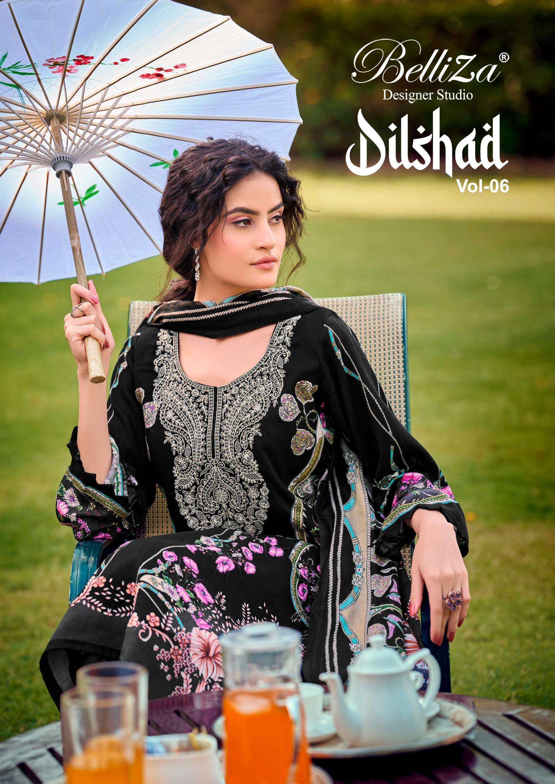 BELLIZA DESIGNER STUDIO DILSHAD VOL 6 VISCOSE DIGITAL PRINT WITH WORK SUIT