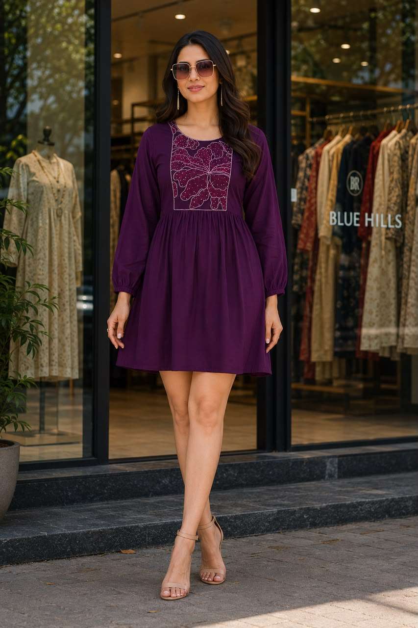 BLUE HILLS WESTERN TOP COLLECTION RAYON FANCY WORKS LADIES SHORT KURTI