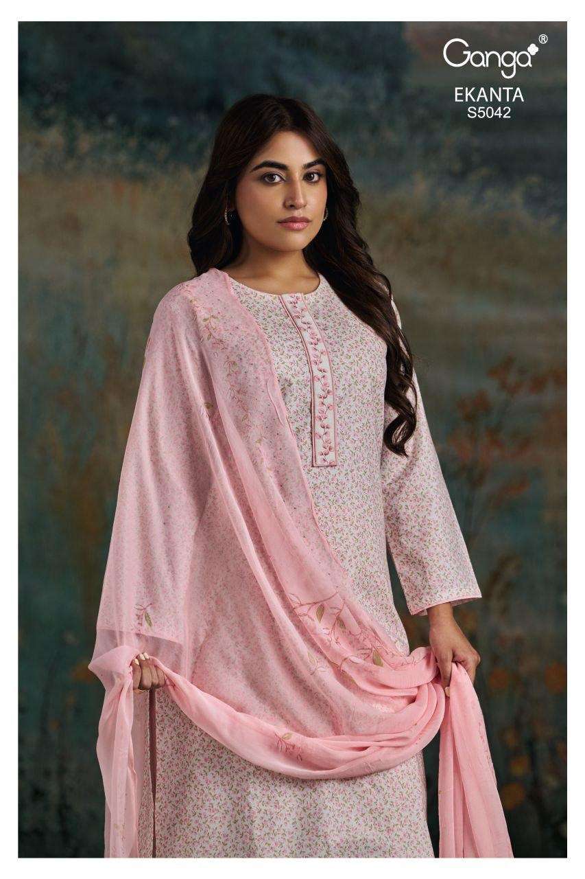 GANGA EKANTA 5042 COTTON PRINTED WITH DESIGNER WORK SUIT