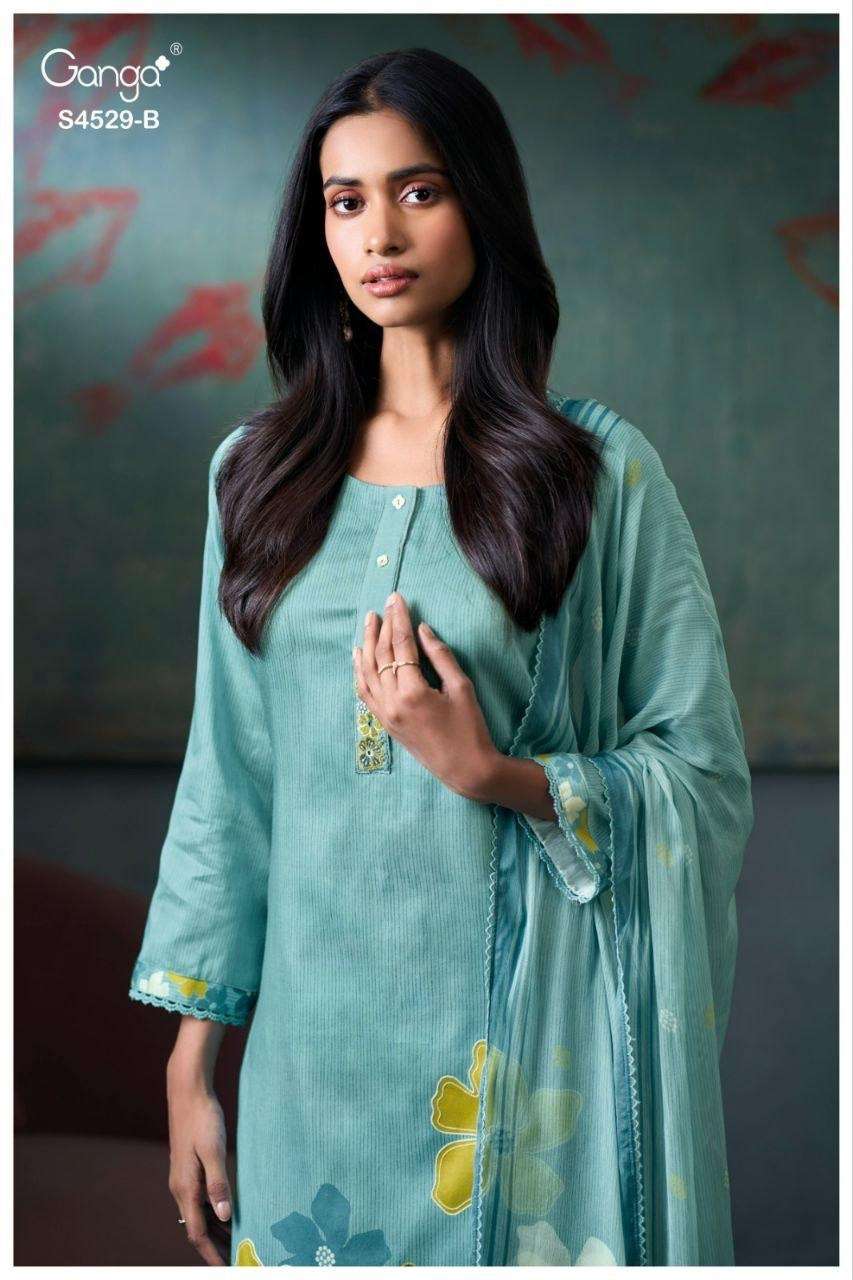 GANGA INDRATHA 5008 COTTON PRINTED WITH DESIGNER WORK SUIT